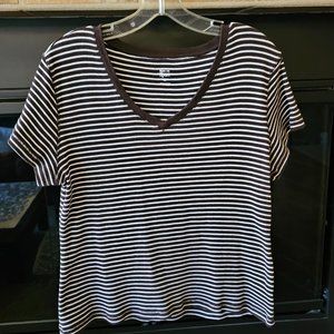 Style & Co Brown and White Strip knit top, size XL